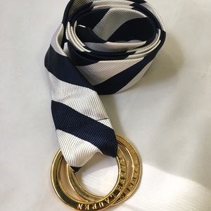 Ralph Lauren navy blue and white stripe belt